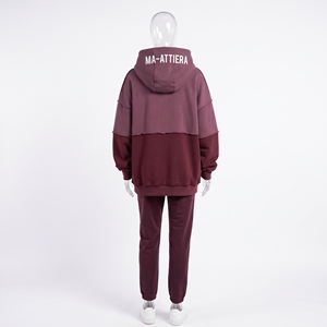 Sudadera con Capucha de Forro Polar Borgoña para Mujer, Corte Holgado, Bolsillo Canguro, Sudadera Personalizada de Estilo Urbano, Ropa al por Mayor - Product Image 4