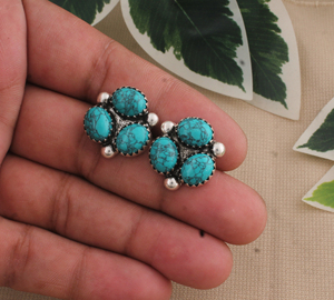 Pendientes de Plata de Ley 925 Vintage con Turquesa en Forma de Gota, Diseño de Tres Piedras Agrupadas, Joyería de Regalo para Mujer, Venta al por Mayor - Product Image 3