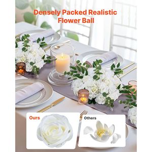 10 Pezzi Rose Bianche Artificiali da 45 cm di Diametro per Centrotavola Matrimoniali, Composizioni Floreali, Bouquet di Fiori Finti Perfetti - Product Image 2