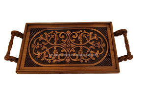 Bandeja de madera para servir alimentos y bebidas, bandeja de madera de inspiración vintage, novedad - Product Image 2