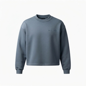 Sudadera Azul para Hombre, Cuello Redondo, Estilo Holgado, Manga Larga, Casual, Minimalista, Moda Urbana - Product Image 4