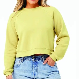 Heavyweight Thick <b>Fleece</b> Terry Solid Color Crop <b>Top</b> Sweatshirts Sexy Outerwear party Clubwear <b>Womens</b> Cropped Custom Sweatshirts - Product Image 1