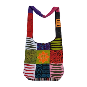 Bolso Bandolera Casual de Hip-Hop con Rayas, Flores Bordadas, Cierre de Cremallera, Ecológico, Ligero, de Algodón Suave - Product Image 4