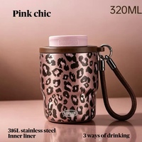 Vaso Térmico Moderno con Estampado de Leopardo, 320 ml, Revestimiento Interior de Acero Inoxidable 316, Ideal para Cualquier Uso