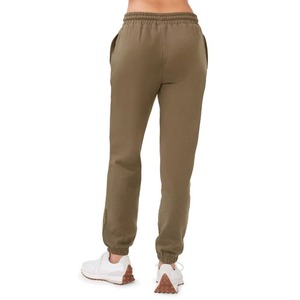 Pantalon de survêtement large en molleton 100 % coton vert olive pour femme, taille mi-haute avec cordon de serrage, bas élastiqué, longueur intégrale, décontracté, hiver - Product Image 2