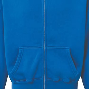 Sudadera con Capucha y Cremallera Azul Unisex, Corte Holgado, Color Sólido, Estilo Casual, Tejido French Terry, para Otoño - Product Image 5