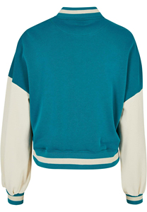 Blouson Bomber Universitaire Femme Hiver Vert Eau Grande Taille avec Col Montant, Motif Imprimé et Caractéristiques Réversibles Coupe-Vent - Product Image 6