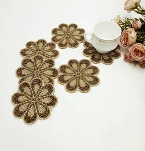 Stylish Luxury Cotton <b>Foundation</b> Handmade Beaded Hand Craft Dining Table coster with Embroidery Customizable Size & Design custo - Product Image 2