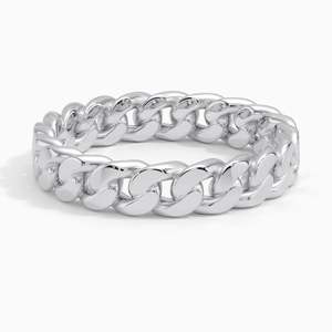 Chunky Cuban Link Chain <b>Ring</b> Bold Statement Band Unisex Silver Gold Thick Curb Link <b>Ring</b> Modern Jewelry Gift - Product Image 2