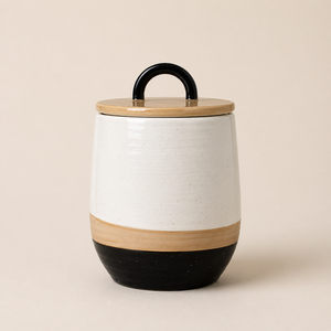 Bocal de rangement élégant en céramique avec couvercle à poignée sculptée, texture cannelée, hermétique, pour cuisine, organisateur décoratif de comptoir - Product Image 5