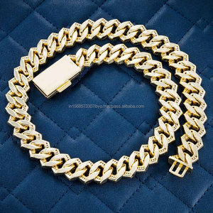 Men 925 Sterling <b>Silver</b> Gold Plated Cuban Link Chain Baguette Moissanite Jewelry 15MM Hip Hop Choker <b>Necklace</b> - Product Image 4