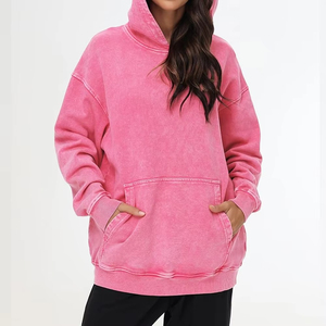 Cómodas sudaderas con capucha para mujer, antibacterianas, de alta demanda, con lavado ácido, antipilling, de secado rápido, últimas novedades en sudaderas con capucha para mujer con lavado ácido. - Product Image 4