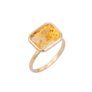 Anillo de piedras preciosas de citrino Natural hecho a mano 18K oro amarillo sólido Novemeber Birthstone solitario anillo joyería personalizada regalos de cumpleaños - Product Image 1