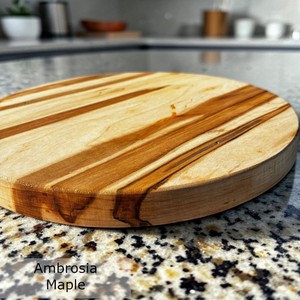 Plateau tournant rond en bois massif fait main, design minimaliste poli - Product Image 6