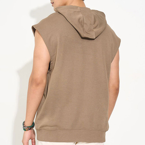 Hoodie sans manches pour homme avec logo personnalisé – Vêtements de sport en coton pour la musculation et l'entraînement – Vente en gros - Product Image 4