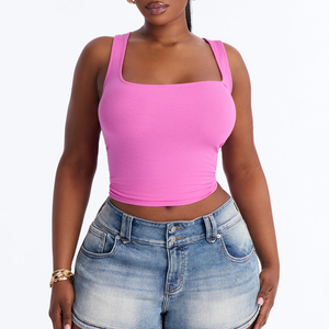 Wholesale Custom Slim Fit Breathable Women's Summer Tank Top 3D Hand Embroidery Stonewashed Finish Waffle Knit Fabric Tank Tops - Product Image 1