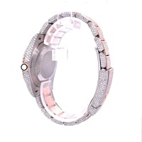 Montre automatique mécanique pour homme en acier inoxydable de luxe vintage or rose NYC DIAMOND EMPIRE avec diamants Moissanite et boîtier rond