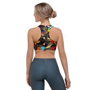 Soutien-gorge de sport dos nageur pour femme avec imprimé papillon, maintien moyen, haut de yoga respirant en Spandex et Polyester sans couture - Product Image 3