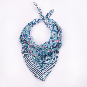 Cotton Blue Floral Bandana Square Scarf Multifunctional <b>Head</b> <b>Wrap</b> Summer Breathable Lightweight Casual Boho Accessory - Product Image 3