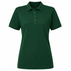 Polo de Manga Corta Azul Marino para Mujer, Color Sólido, Tela Piqué, Ropa Casual, Diseño Elástico y Transpirable - Product Image 1