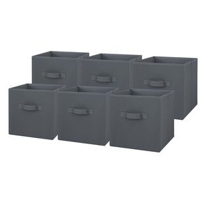 Bacs de rangement en tissu, lot de 6, cubes pliables, 10,5 pouces, gris flanelle - Product Image 1