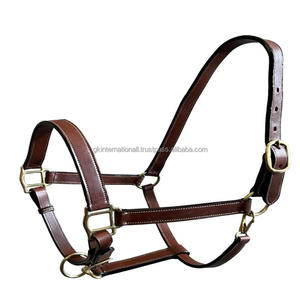 2024 Top qualité vente chaude équitation équestre personnalisé en gros cheval cuir licou avec raccords en laiton réglables - Product Image 6