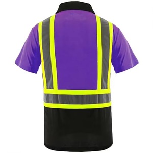 Polo de sécurité haute visibilité ANSI Classe 2 imperméable et réfléchissant avec logo personnalisé jaune et noir à manches courtes pour le travail - Product Image 6