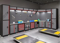 CYD Armoires de Rangement Combinées pour Garage, Établi d'Atelier en Métal Robuste avec Plan de Travail en Acier Inoxydable