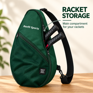 Sac de rangement pour raquette de squash vert forêt personnalisé avec poche en filet sur le devant et sangle de transport réglable, sac de raquette unisexe personnalisable - Product Image 6