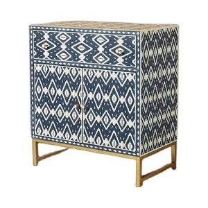 Mesa de Centro con Incrustaciones de Hueso de Alta Calidad y Cómoda con Incrustaciones de Hueso con Diseño Floral Marino para Sala de Estar, Mueble de una Sola Pieza - Product Image 2