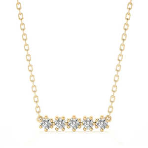 Collar de Barra con Cinco Diamantes Cultivados en Laboratorio, Certificados por IGI, Corte Brillante, 0.50 CTW, Oro Rosa de 10K con Baño de Rodio, Lujoso, para Mujer, Ideal para Fiestas - Product Image 4