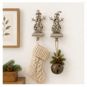 Hot Sell Metal Christmas Snowman <b>Stocking</b> <b>Holder</b> Set Weighted Silver Mantel Hanger For Holiday Fireplace Decor And Festive - Product Image 6