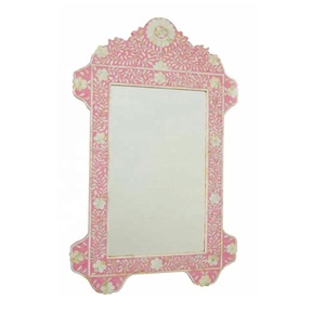 Vintage tallado a mano con incrustaciones de hueso Floral patrón espejo marco hueso sala de estar pared hogar decorativo hueso espejo marco muebles - Product Image 3