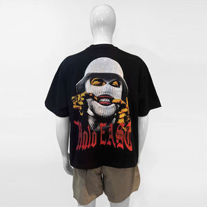 DTG Print Men's Black Short Sleeve T-<b>Shirt</b> With <b>Face</b> Print O-Neck Casual Regular Fit Jersey Knitted Breathable Cotton Top - Product Image 2