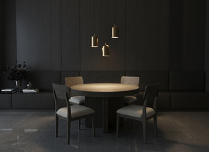 Juego de Mesa de Centro Redonda Moderna con 4 Sillas, Madera de Fresno Maciza y Chapa de MDF, Muebles Duraderos para Sala de Estar - Product Image 6