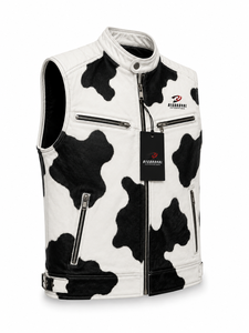 Classic <b>men</b> <b>leather</b> <b>vest</b> made with soft material strong stitching useful pockets and comfortable fit for biking and casual wear - Product Image 3