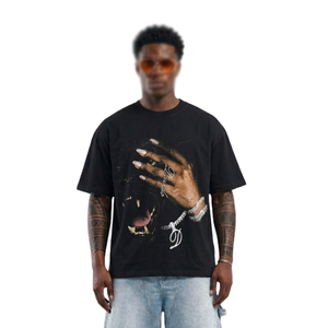 เสื้อยืดผู้ชายทรงหลวมแบบดรอปไหล่ ผ้าฝ้าย 100% สไตล์ไฮสตรีท รับออกแบบลายพิมพ์เอง - Product Image 1