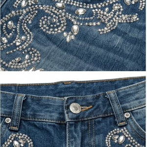 Fabricante de Shorts de Mezclilla con Pedrería de Marca Privada, Socio OEM, Empaque Personalizado para Marcas de Moda Emergentes - Product Image 3