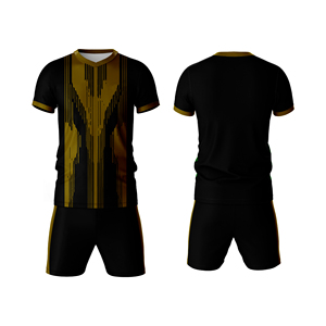 Ensemble de maillot de football pour hommes, noir et bordeaux, col en V, imprimé dégradé sublimé, polyester respirant, coupe athlétique, manches courtes - Product Image 4