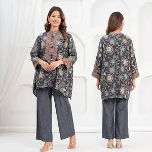 Womens Floral Print Indian Pakistani Top Loose Fit Long Sleeve V Neck Blouse <b>Boho</b> Ethnic <b>Shirt</b> Autumn Casual Fashion - Product Image 3