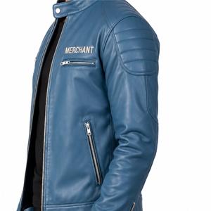 Men <b>Leather</b> <b>Jacket</b> Classic <b>Jacket</b> Style Front Zip Closure Stand Collar Design <b>Long</b> Sleeve Style Side Pocket Modern Style <b>Jacket</b> - Product Image 4