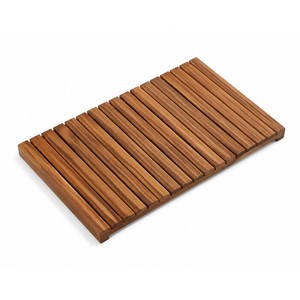 Tapis de salle de bain rectangulaire en bois de teck à lattes, écologique, durable et léger |   Artisanat indien en gros - Product Image 1