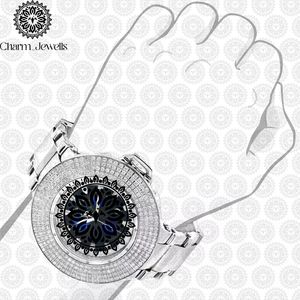 Montre de luxe pour homme Charm_Jewells en acier inoxydable, boîtier rond de 40 mm, mouvement à quartz analogique, accents de diamants, cadran en cristal saphir - Product Image 2