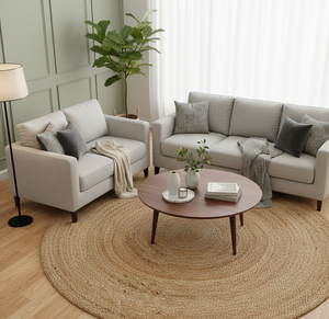 Tapis tressés à la main en jute, design floral moderne et moelleux, tissage plat léger, réversible, lavable, antidérapant, fin, pour voyage et pique-nique - Product Image 1