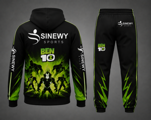 ชุดวอร์มกันลมสำหรับผู้ใหญ่ยูนิเซ็กซ์ SINEWY SPORTS Ben 10 สีดำเขียว พิมพ์ลาย 3 มิติ แขนยาว สไตล์สปอร์ต ลำลอง - Product Image 2