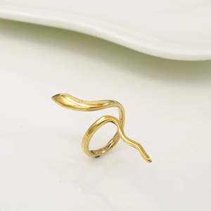 Snake Shape Gold Plated Brass <b>Ring</b> Bohemian Style Unisex Fashion Jewelry Daily Wear - Product Image 3