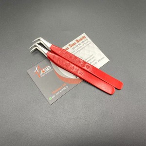 Pinzas para Pestañas con Diseño de Corazón Rojo, Punta de Precisión de Acero Inoxidable de 65 Grados para Extensión de Pestañas, Pinzas para Pestañas con Logotipo Personalizado - Product Image 4