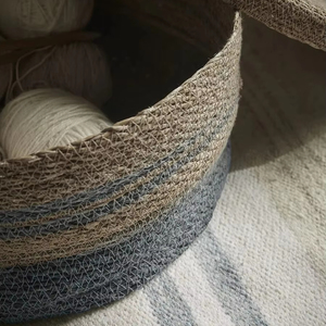 Ensemble de 3 paniers ronds en jonc de mer aux couleurs assorties, paniers de rangement faits à la main, vente en gros, écologiques, fabriqués au Vietnam - Product Image 2