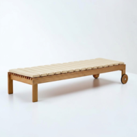 Chaise longue en teck massif réglable avec roulettes pour hôtels et complexes de luxe – Mobilier d'extérieur