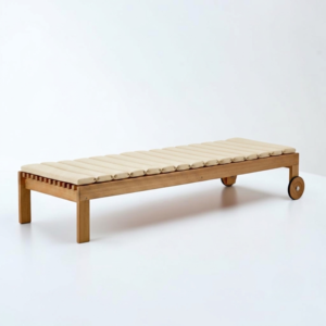 Chaise longue en teck massif réglable avec roulettes pour hôtels et complexes de luxe – Mobilier d'extérieur - Product Image 2